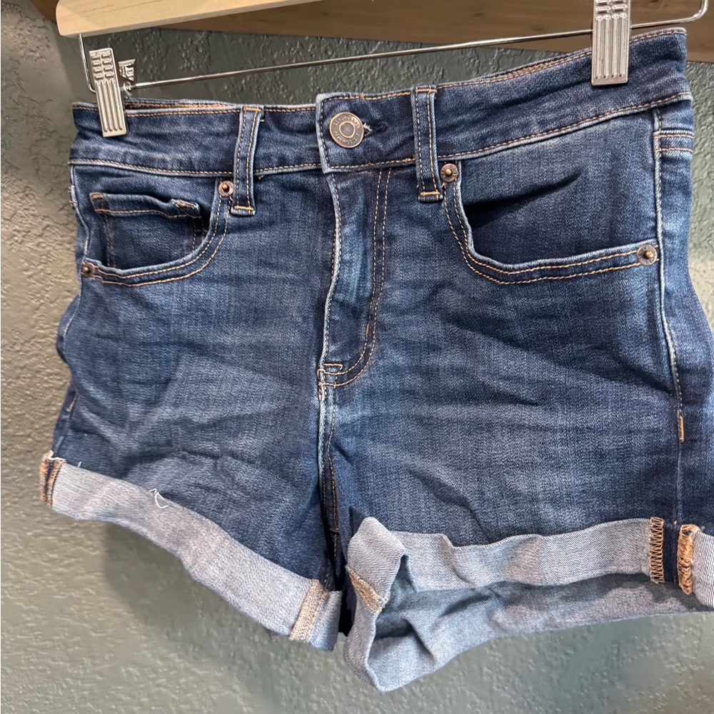Aeropostale Dark Blue Rolled-Cuff Denim Shorts